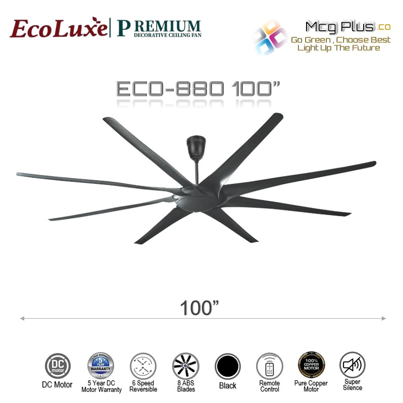 ECOLUXE Premium Decorative 100" inches DC Motor Giant Fan With Remote