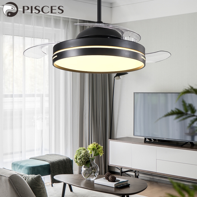 Modern Remote Control Ceiling Fan Lamp 36 42 Mute Large Wind