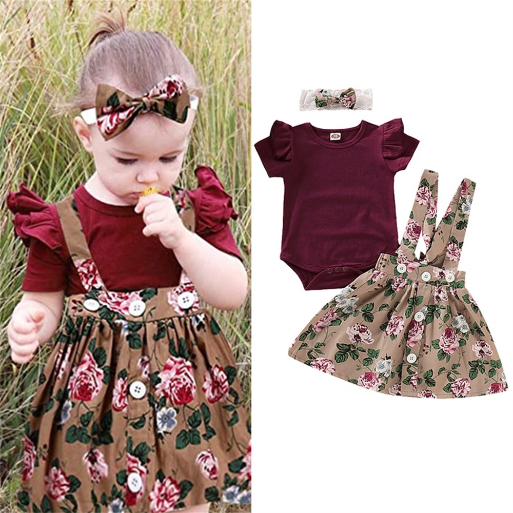 Toddler Kids Baby Girl Short Sleeve Floral Dress Princess Romper Dresses Outfits 