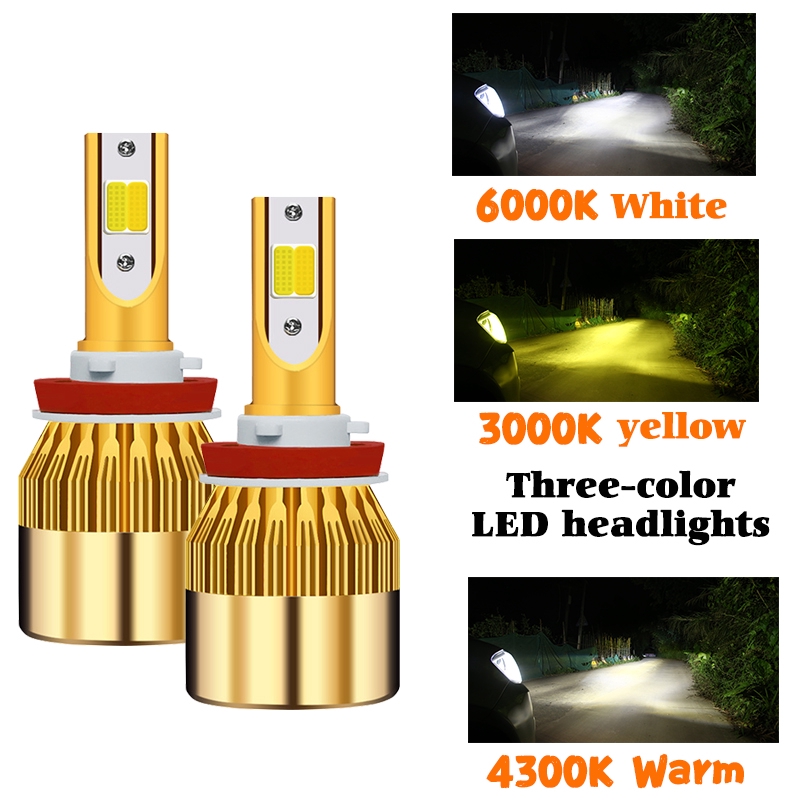 [Quality upgrade]Tricolor C6 LED headlight H4 Car LED Motorcycle headlamp H11 H8 H3 Fog lamp bulb 9005 9006 fog lights bb3 hb4 9012 Hir2 H1 H7 880 881 H27