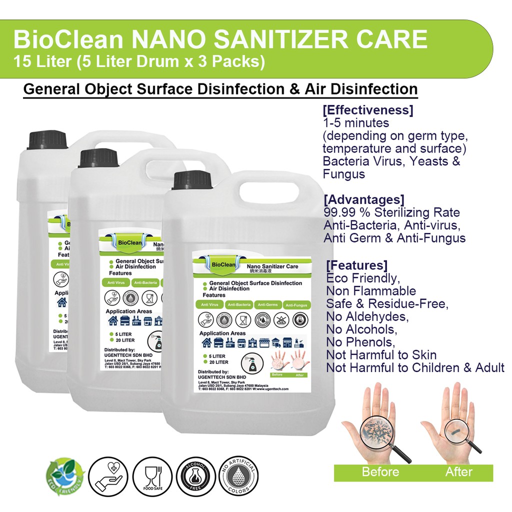 Bioclean Nano Hand Sanitizer And Disinfectant For Multipurpose All 