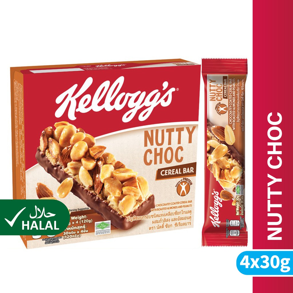 Kellogg S Nutty Choc Cereal Bar 30g X 4 Bars Shopee Malaysia