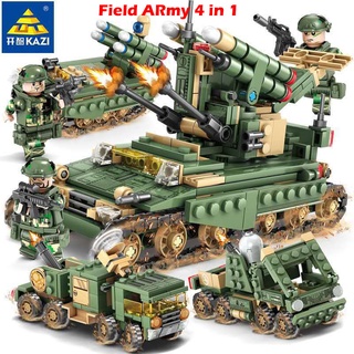 new 4 In 1 Military Field Army Armored car Tank Heads Playmobil Building Blocks 