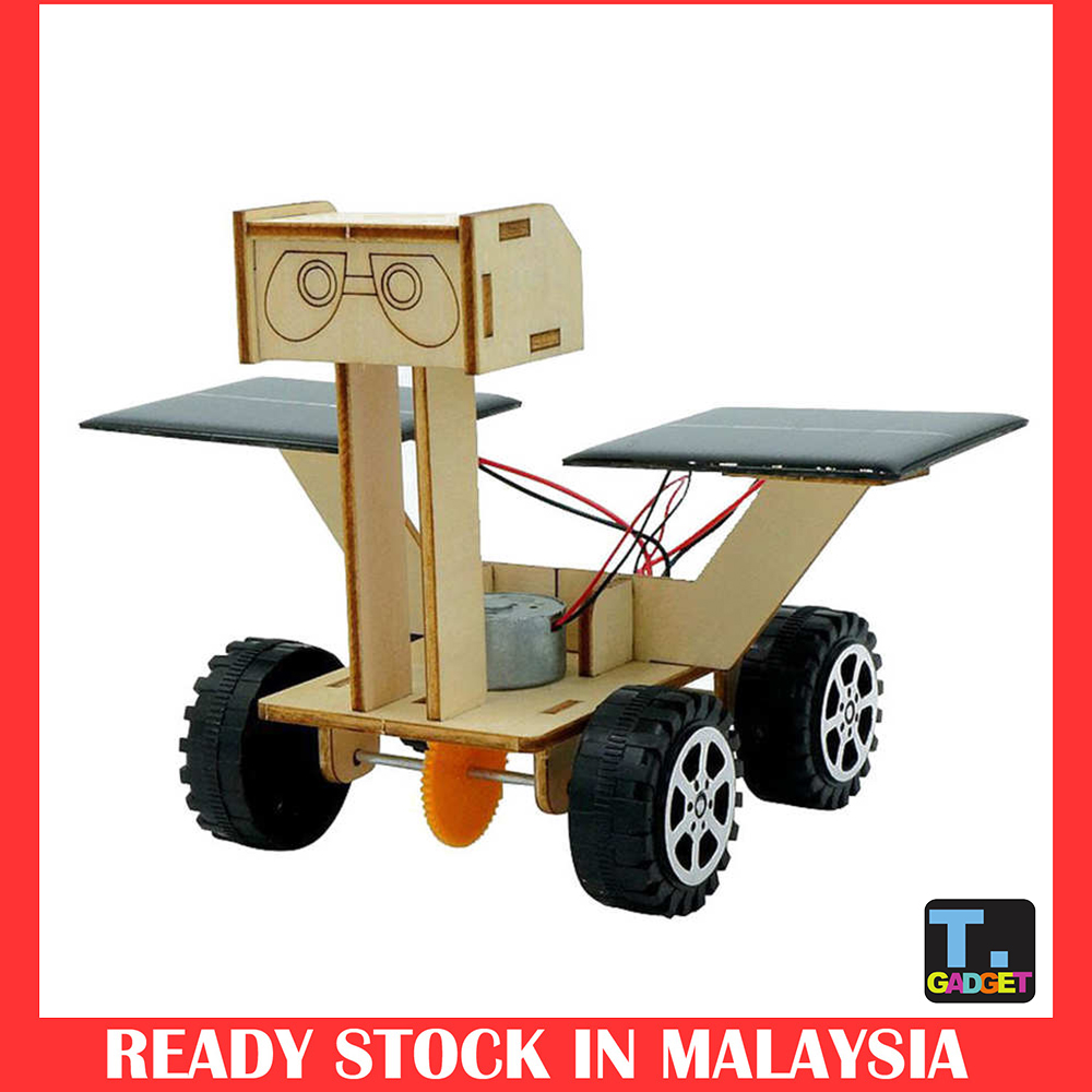 DIY Solar Energy Power Moon Rover Robot Car Wooden Puzzle Model Educational Toy Students Science Experiment for Kid