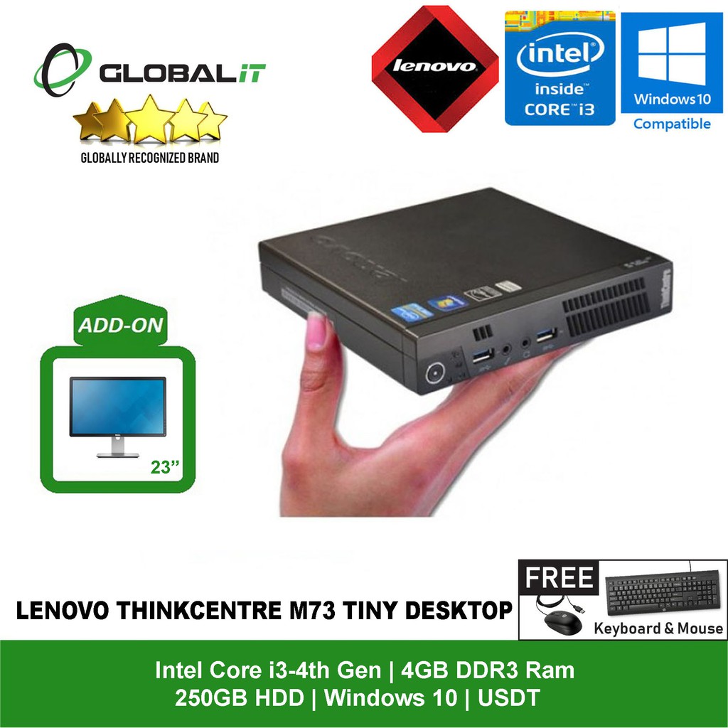 (Refurbished Desktop) Lenovo ThinkCentre M73 Tiny Desktop / Intel Core i3 / USDT / Windows 10 Pro