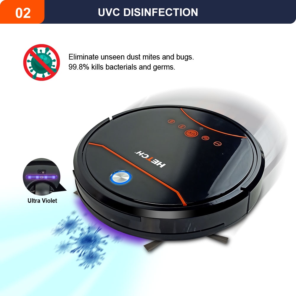 HETCH Robotic Vacuum, Sweep & Mop with UV Robot Vacuum Cleaner (64mm