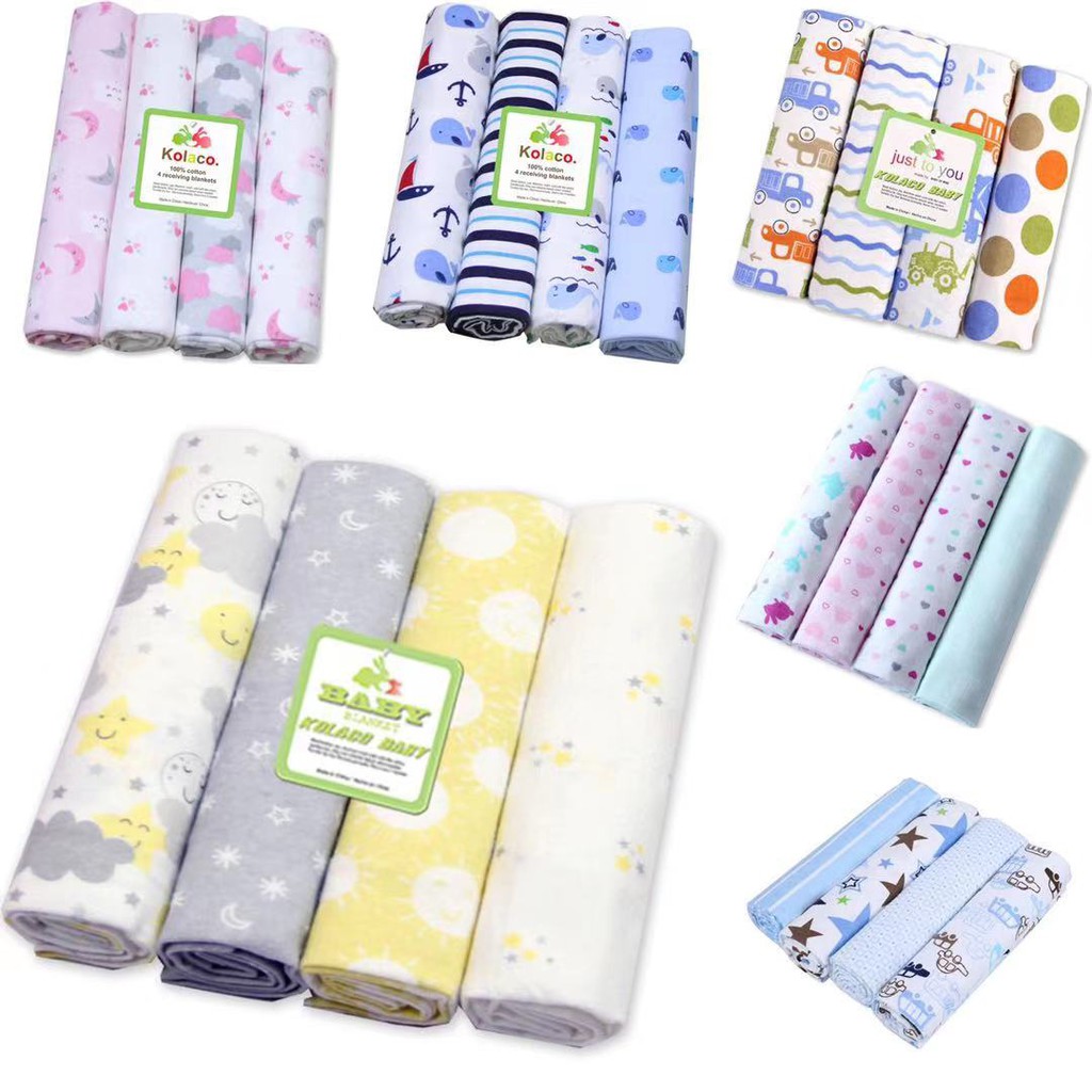 4pcs baby swaddle baby blanket bedung bayi newborn kain swaddle cotton