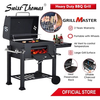 Image of SwissThomas Heavy Duty BBQ Grill SuperLarge Master Outdoor Barbecue Trolley