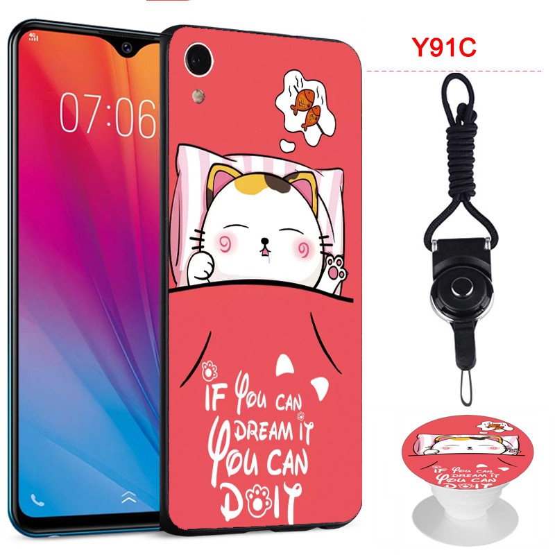 Cartoon Phone Case for VIVO Y91C/VIVO 1820 Hand phone for VIVO Back Cover  with the Same Pattern airbag phone bracket and a Roper | Shopee Malaysia