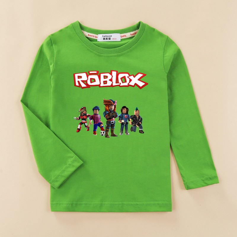 Boy Fashion Long Sleeves Tees Roblox T Shirt 3 14 Age Kid Casual Roblox Tops Shopee Malaysia - green dino t shirt roblox
