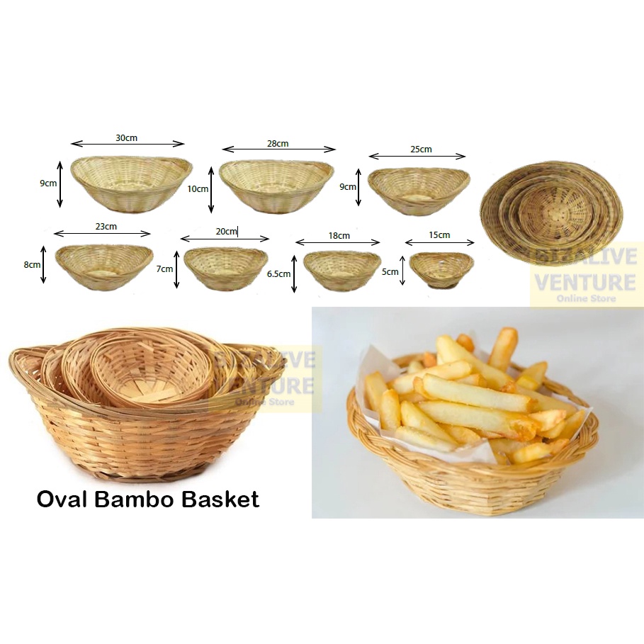 Handicraft Oval Bamboo Basket French Fries Basket Chapati Basket