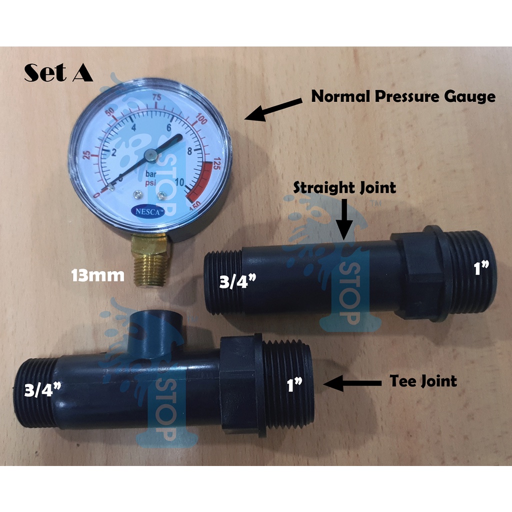 Water Filter FRP Pressure Gauge Connector Joint PVC Poly Meter Shopee