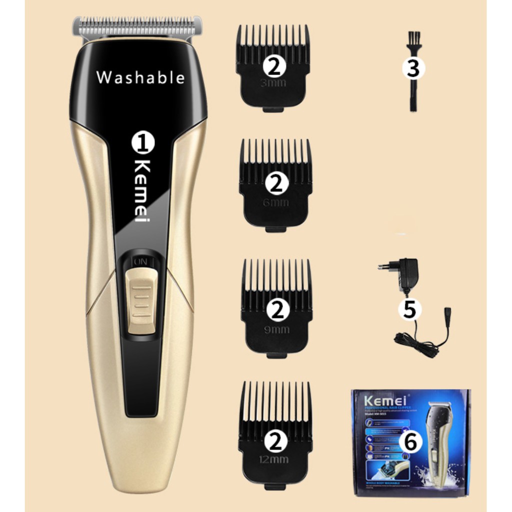 Kemei Electric Washable Hair Clipper Professional Hair Trimmer 0mm Cutter  Hair Cutting Machine Barber KM5015 | Shopee Malaysia