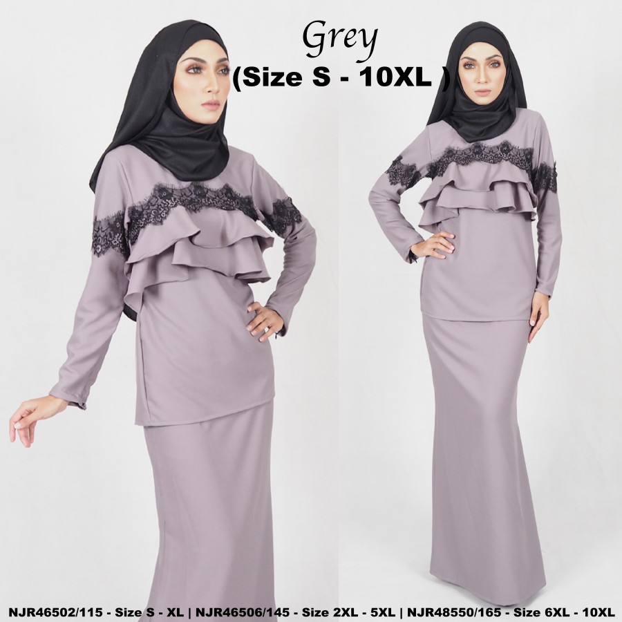 NJBoutique.RTW Exclusive Baju Kurung Collections - Grey | Shopee Malaysia