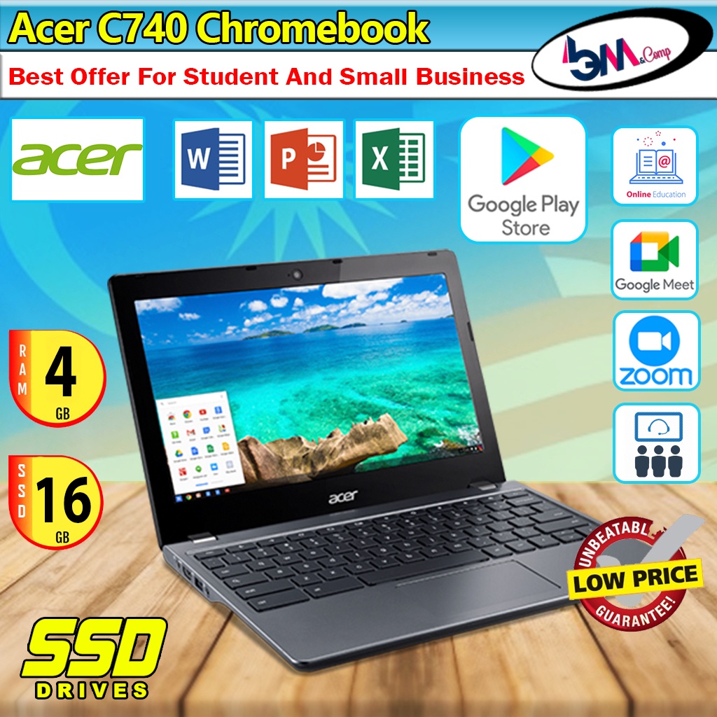 Acer C740 Chromebook - 4GB RAM - 16GB SSD - 11.6 Inch Playstore (Refurbished)