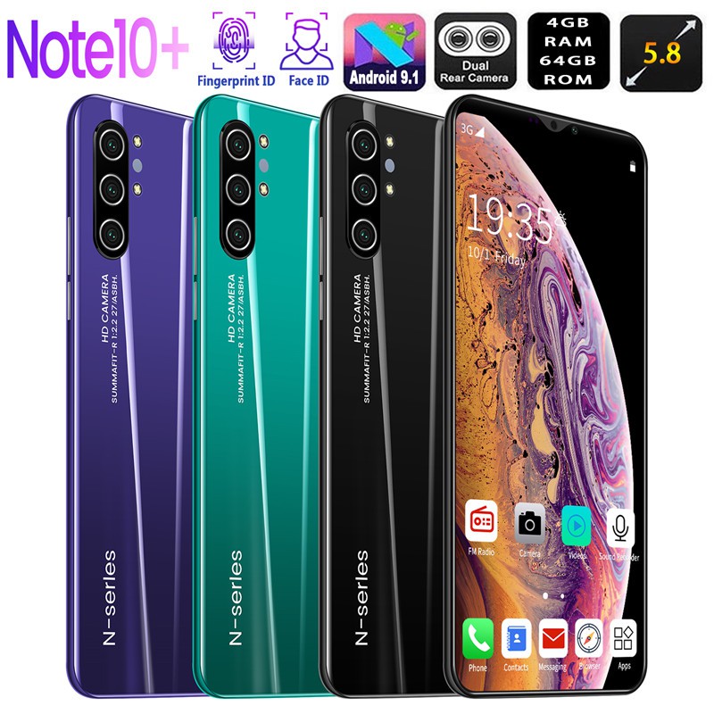 note10 smartphone 4GB RAM 64GB ROM 5 8 inch Smart Phone 