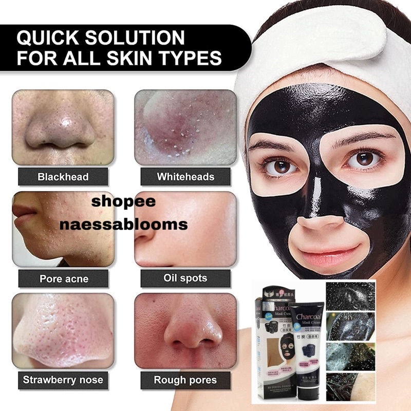Buang blackheads Bintik hitam Whiteheads Charcoal mask 130g Shopee