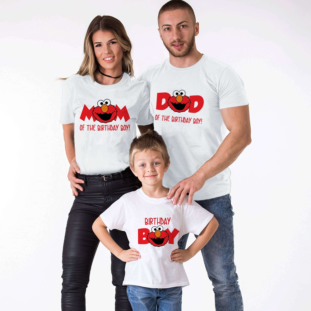 Elmo Birthday Boy Printed Family T Shirt Dad Mom Kids Matching