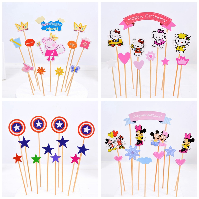 1set Diy Captain America Hello Kitty Mickey Minnie Mouse Birthday