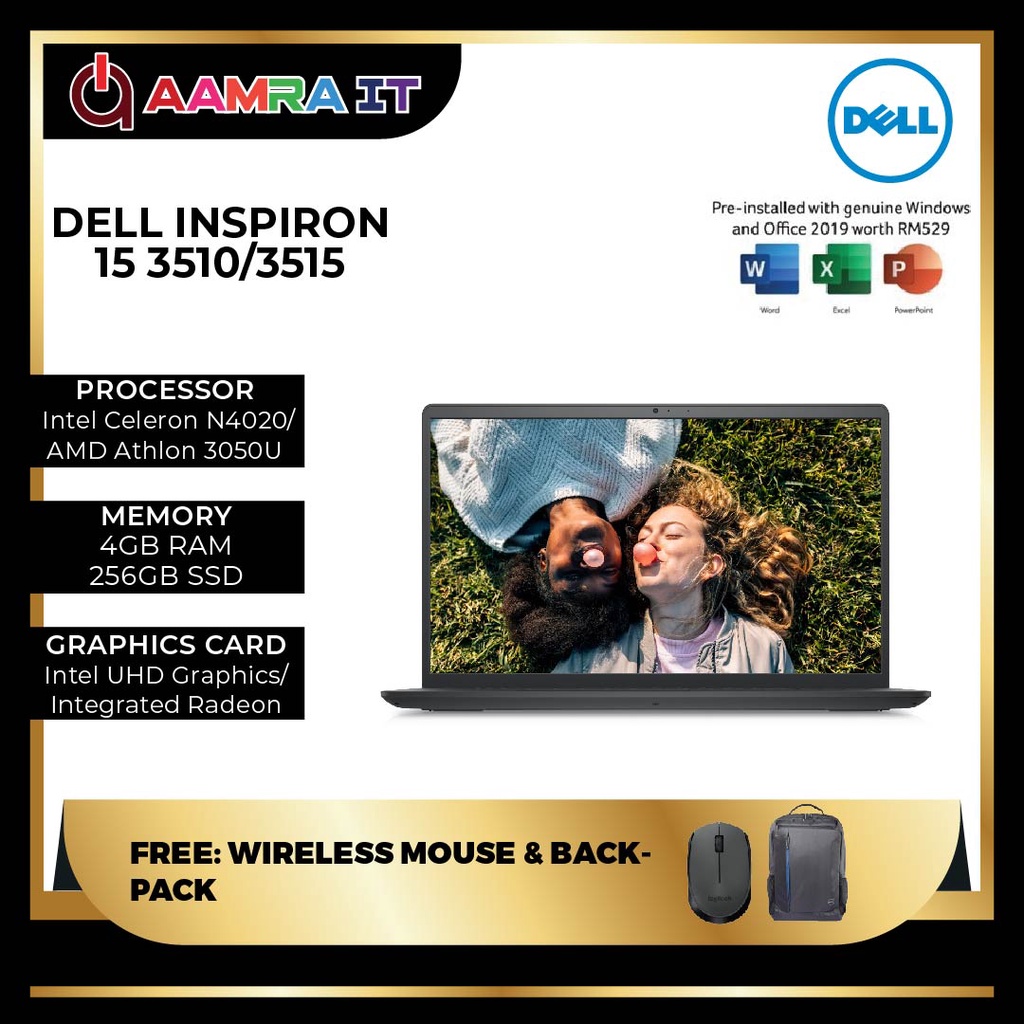 DELL INSPIRON 15 3510 / 3515 (Celeron N4020 / AMD Athlon 3050U, 4GB RAM,  256GB SSD, '' , W10, H&S) | Shopee Malaysia