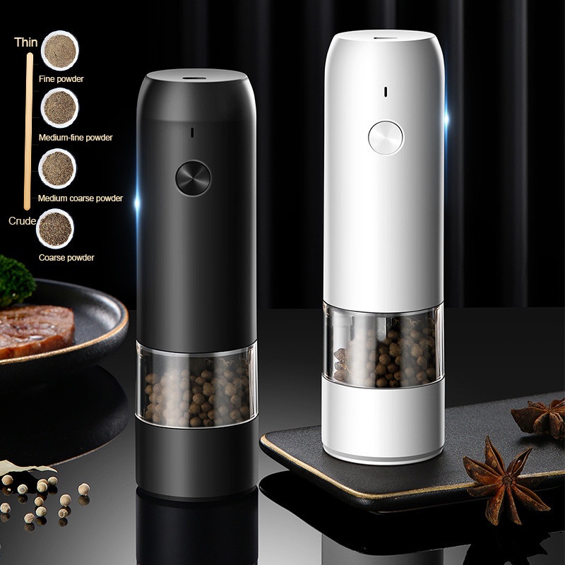 Electric Spice Mill Automatic Salt and Pepper Grinder USB Rechargeable Gravity Coffee Grinder Adjustable Spices Size Kitchen Tools