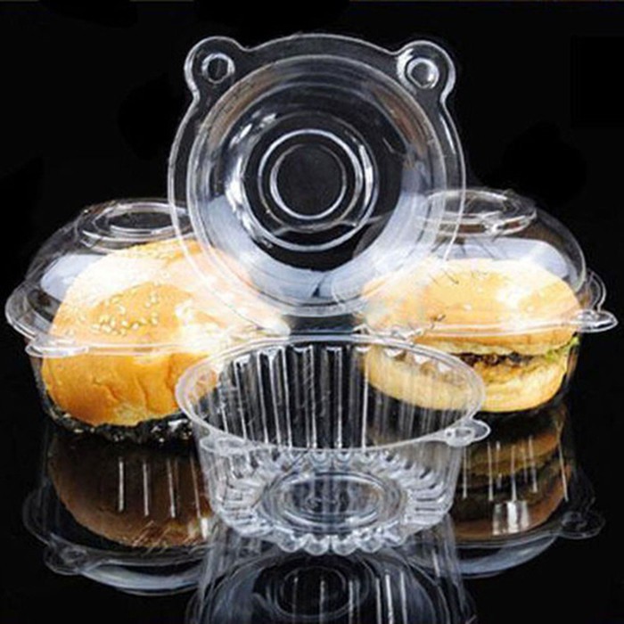 50 Individual Clear Plastic Single Cup Cake Muffin Case Pods Domes Boxes Large