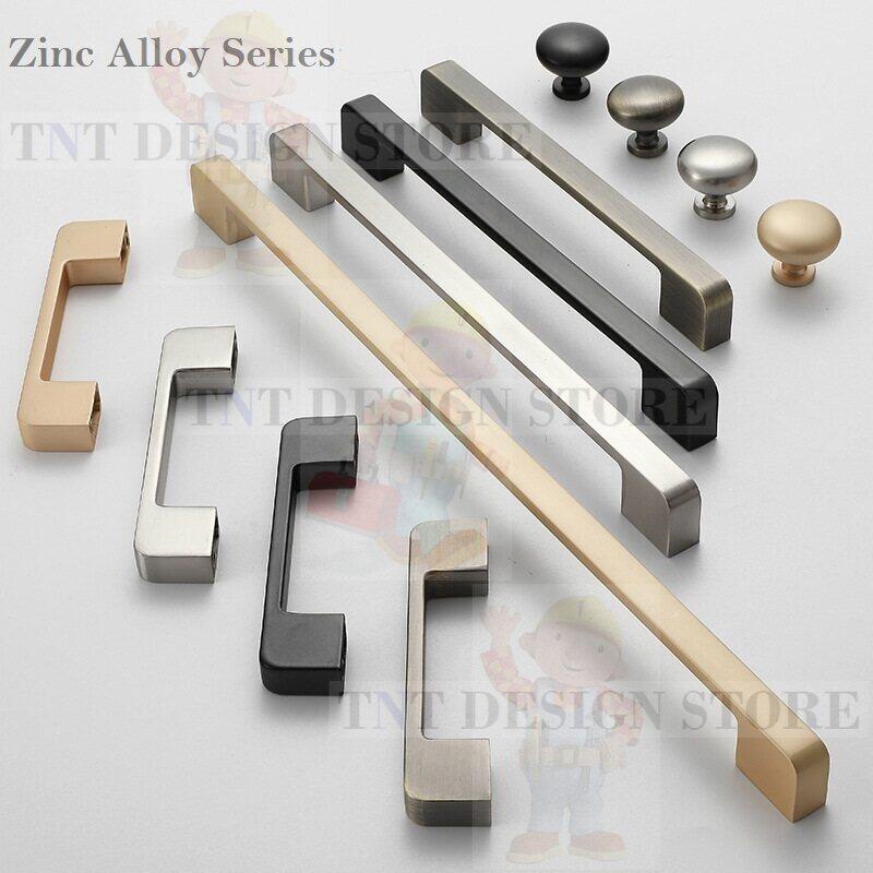 Modern Door Knobs and Handles for Furniture and Drawers Zinc