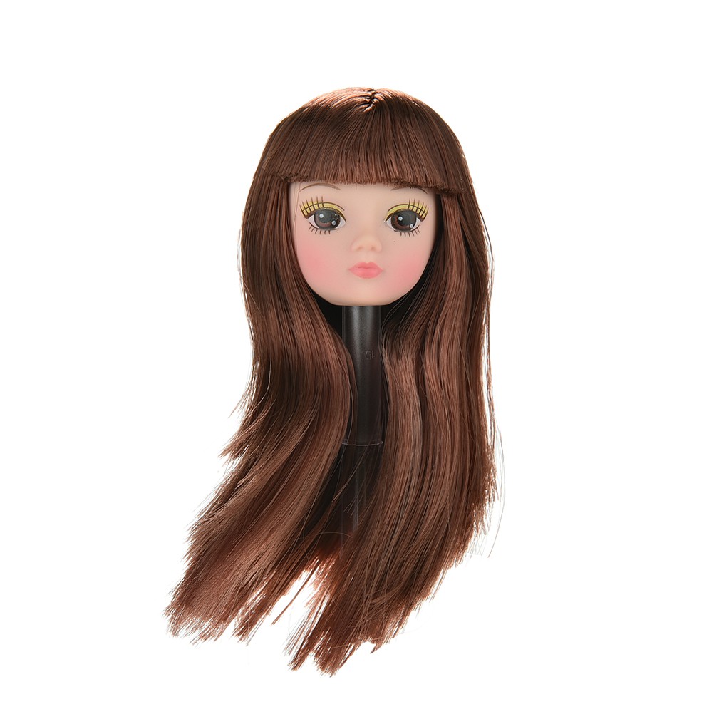 doll head with long hair to style