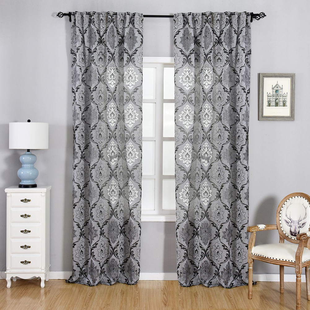 Winyy Lace Short Curtain For Kitchen Window Jacquard Floral Sheer