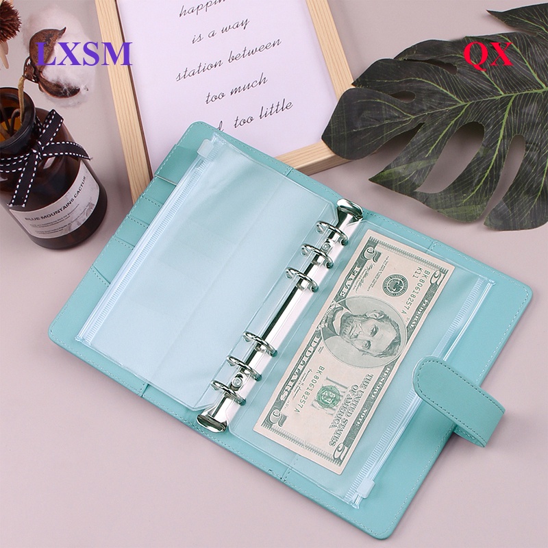 QX Zipper bag binder notebook leather cash budget book Budget Manager