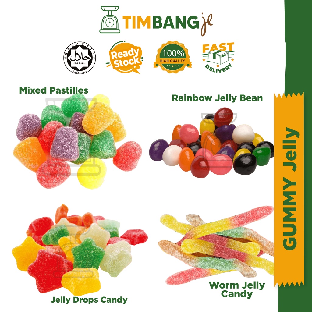 Gummy Jelly Sweets Candy Worm Shaped Mix Pastilles Sweets Rainbow