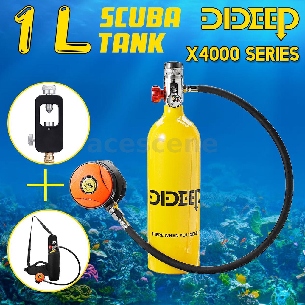 DIDEEP 1L Mini SCUBA Tank Diving Oxygen Reserve Air Hand Pump Dive ...