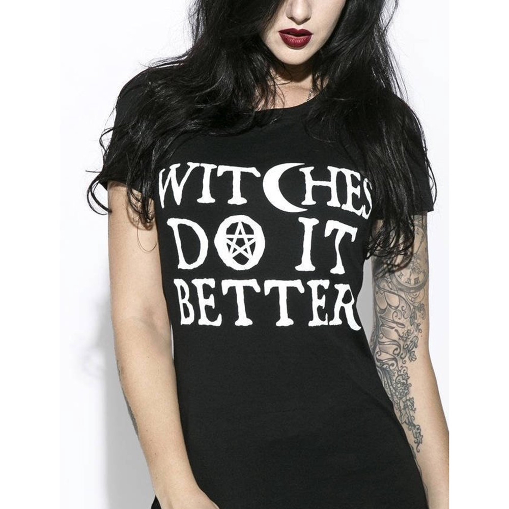 Witches Do It Better T Shirt Black Gothic Tee Shirt Summer Fashion