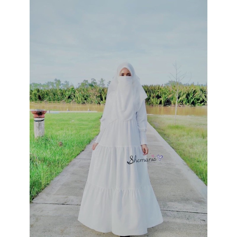 [Ready Stock] Dress Putih suci Baju Nikah Baju muslimah Maternity Dress