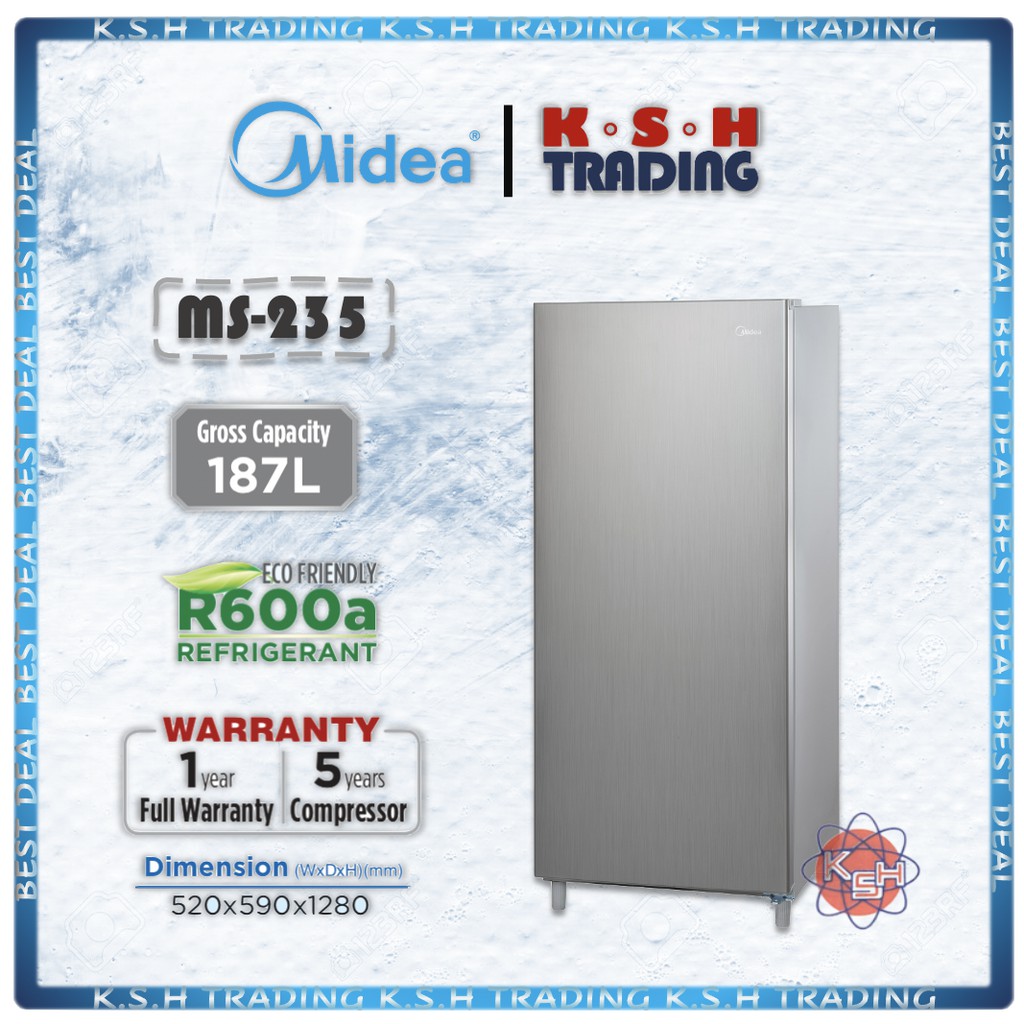 K S H Trading Midea Ms 235 187l Single Door Refrigerator Shopee Malaysia