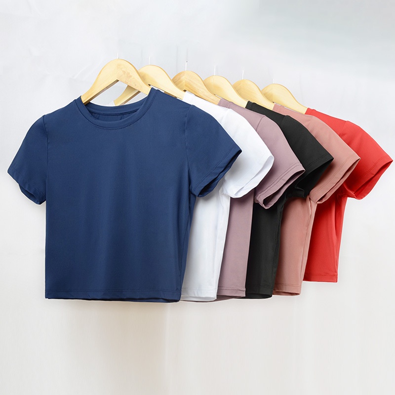 Women Yoga Milk Silk Plain T-Shirt Fitness Sports Slim Top Sportswear Mesh Gym Shirt Quick Dry Zumba Shirt