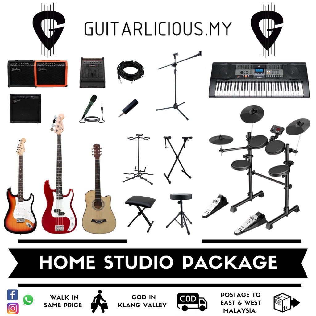 Home Studio Music Set / Beginner Jamming Set bass drum set guitar set