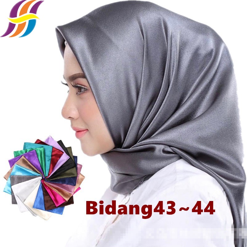 34 Colors Tudung Bawal Satin Hijab Square Plain Satin Bawal 90*90cm ...