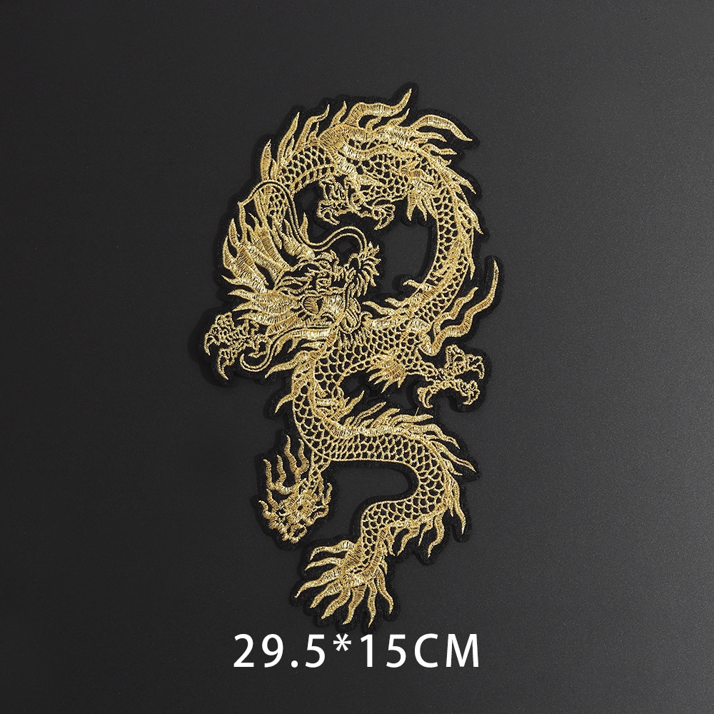 Embroidered Chinese Dragon Patches Iron on Applique Badage Clothing Decor DIY 