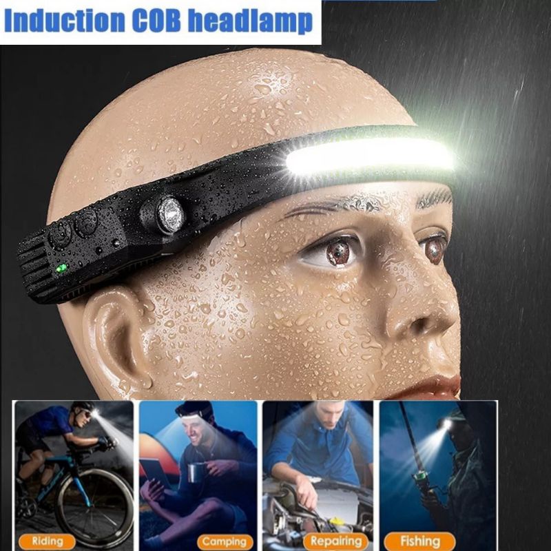 Induction COB Headlamp Wide Beam LED Flashlight Rechargeable 5W Lumens
