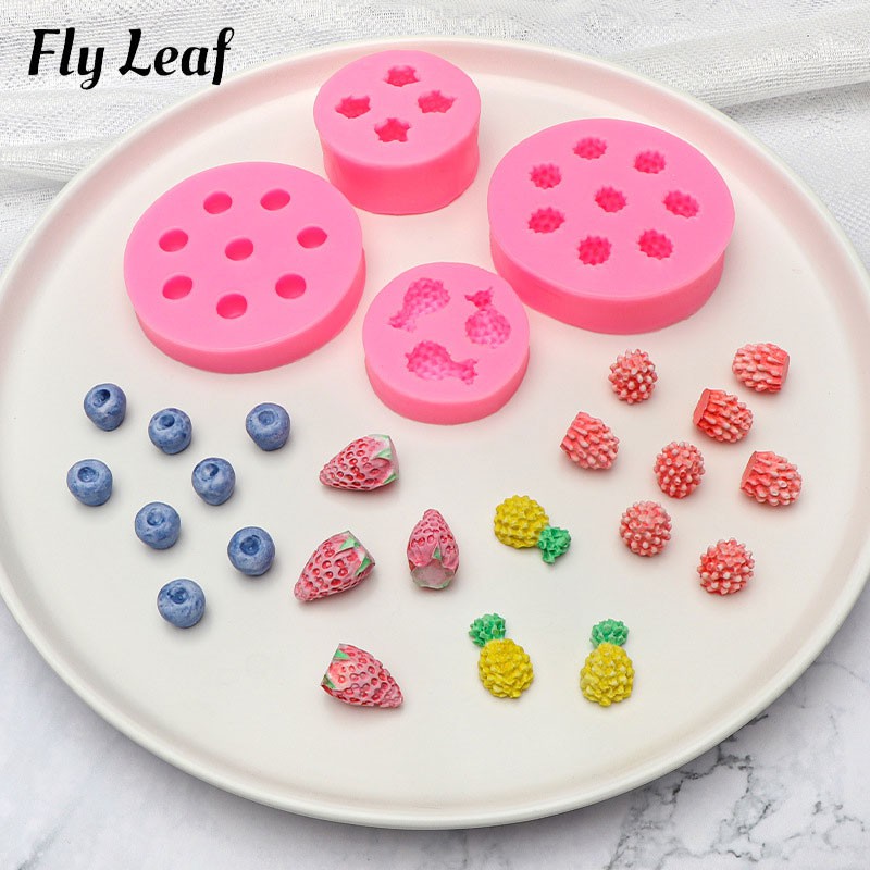 Fly Leaf Cute Fruit Candy Mold Blueberry Raspberry Strawberry Pineapple Chocolate Mould Fondant Molds