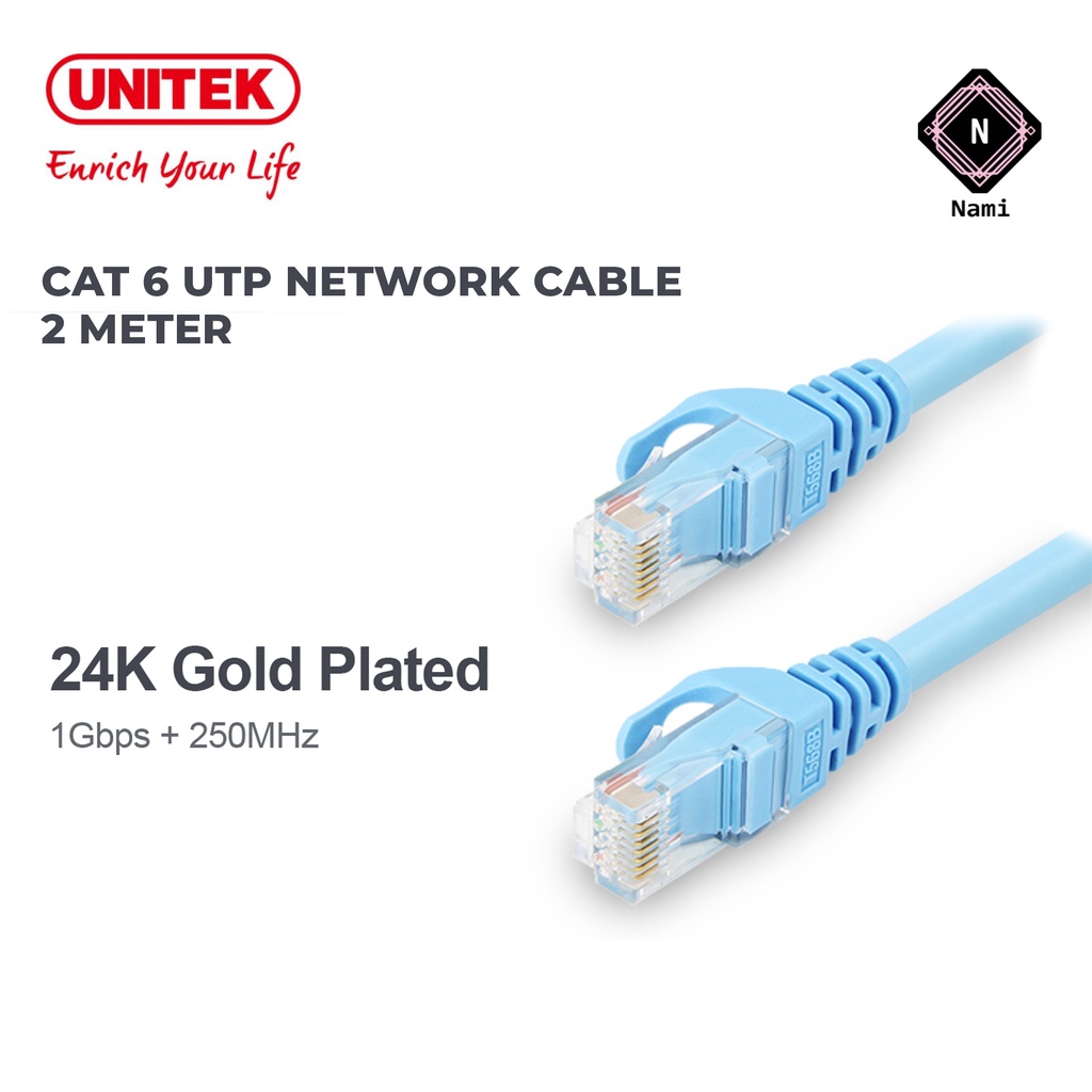 UNITEK 1M - 5M CAT 6 UTP Ethernet Network Cable For Mac Laptop PC Router Modem Printer XBOX PS4 PS3 PSP- Blue Y-C809ABL