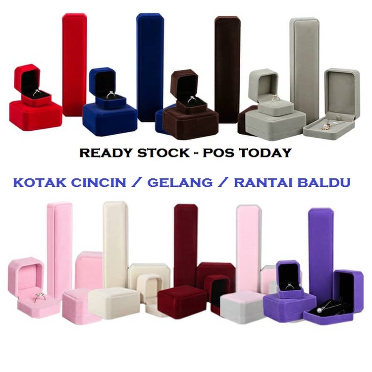 POS TODAY Kotak Cincin Rantai Gelang Baldu Ring Earring Necklace Pendant Velvet Box Jewellery Wedding Kahwin Tunang