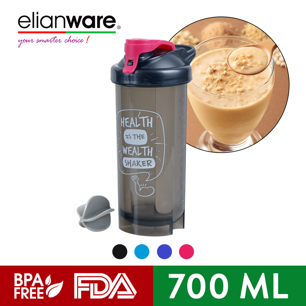 Elianware Protein Shaker Blender BPA Free Container with MIxing Ball (700ML)