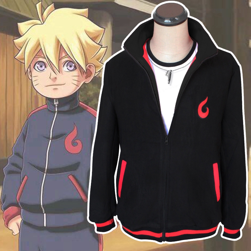 Uzumaki Boruto Naruto Cosplay Costume Uniform Thick Jacket Hoodie Black Shopee Malaysia