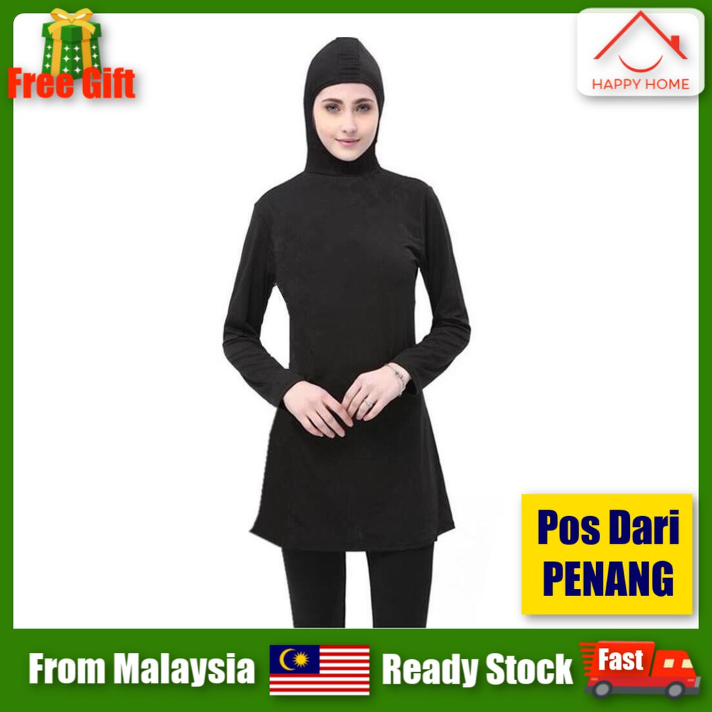  Baju  Renang  Black Muslimah  Women  Swimwear Swimsuit Hijab 