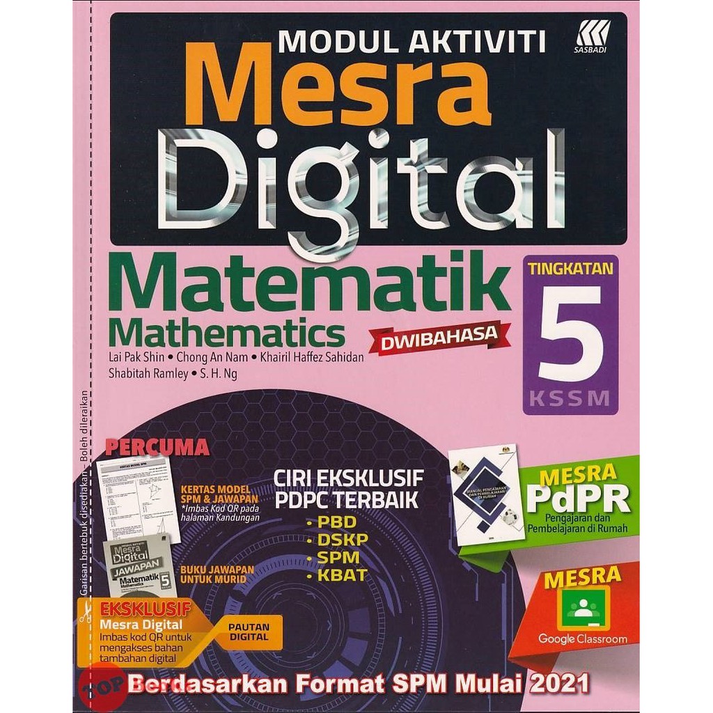 Topbooks Sasbadi Modul Aktiviti Mesra Digital Matematik Tingkatan 5 Kssm Dwibahasa 2021 Shopee Malaysia