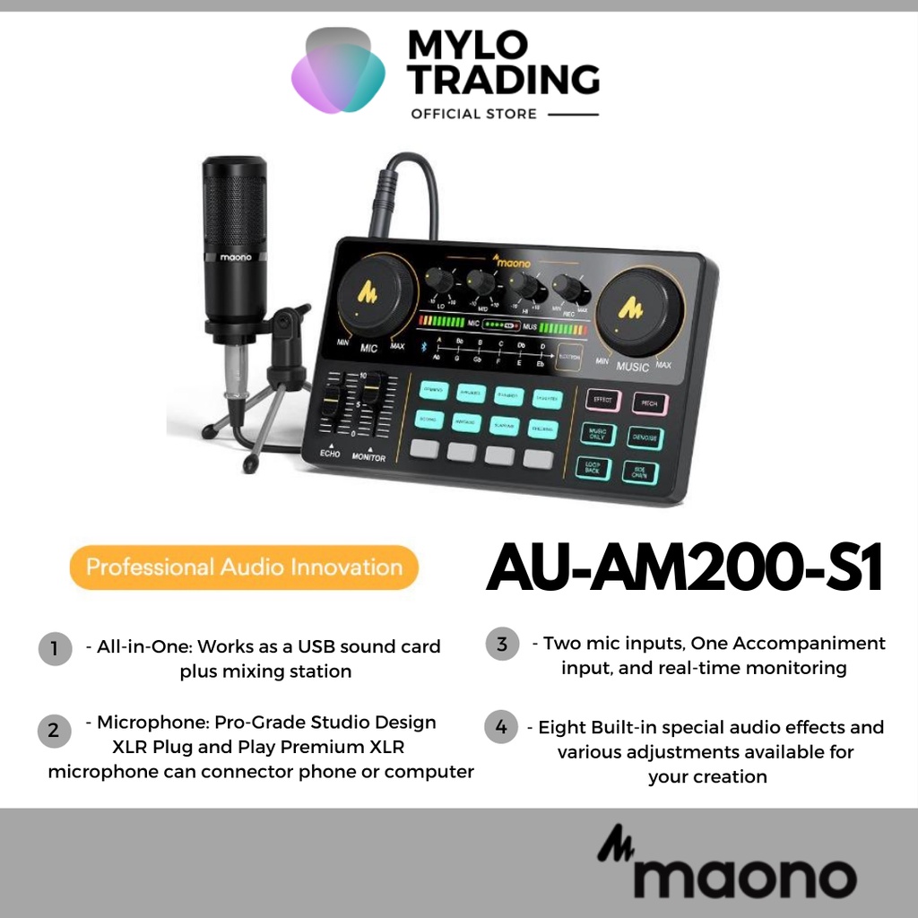 MAONO AUAM200 S1 AM200S1 Live Sound Card Kit Audio Interface for
