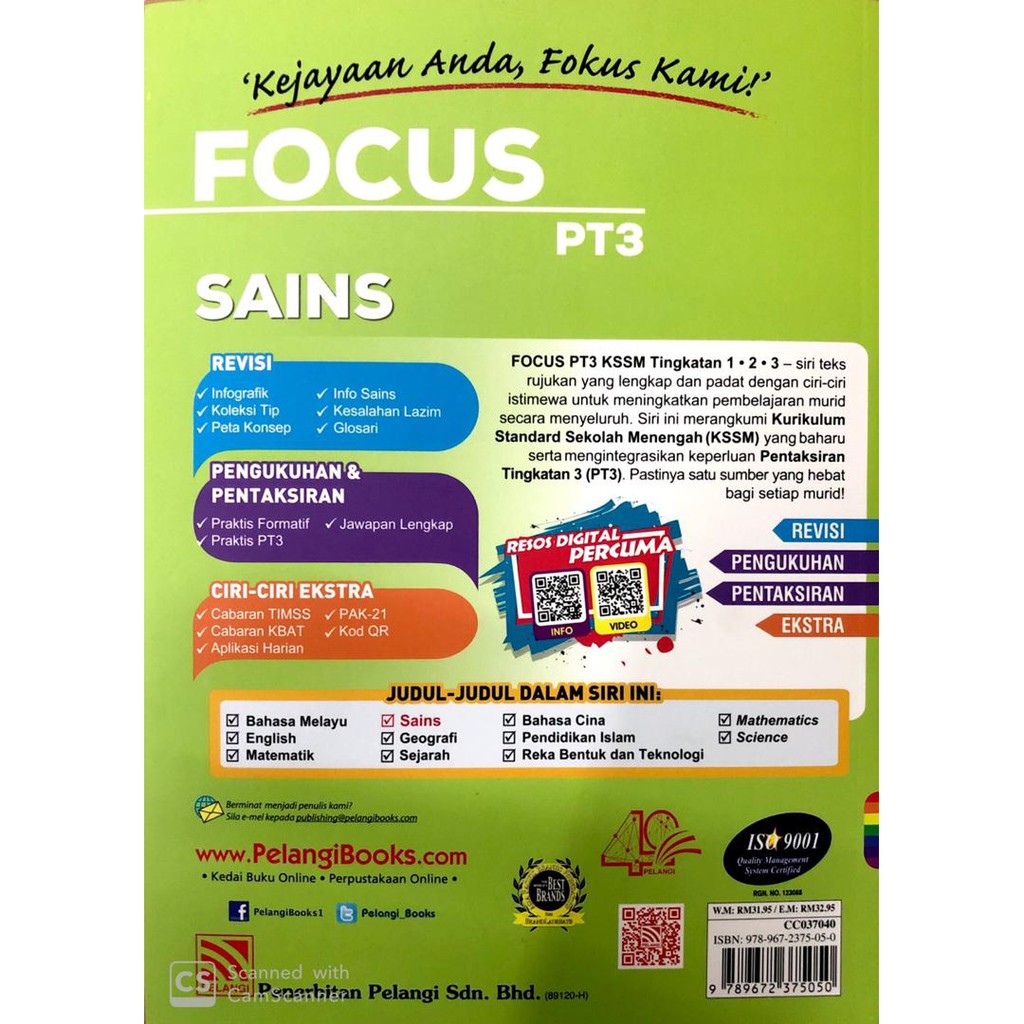 Buy Buku Rujukan Focus Pt3 Tingkatan 1 2 3 Kssm 2020 Sains Pelangi