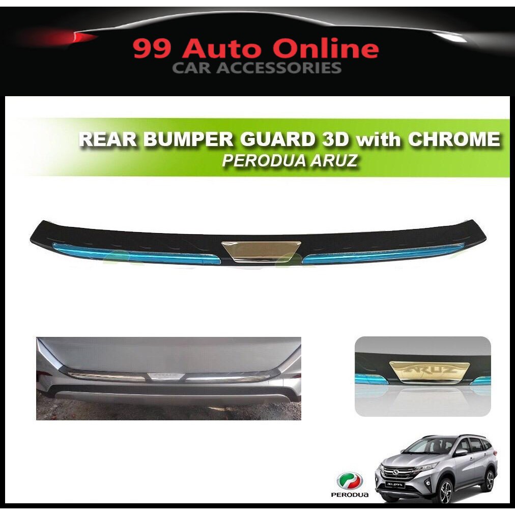 Rear Bumper Guard 3D with Chrome Perodua Aruz  Shopee 